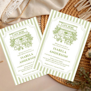 Vintage Elegant Cafe bebe Baby Shower Invitation