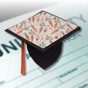 Vintage Elegant Carrots with Blossoms and Tiny Egg Graduation Cap Topper