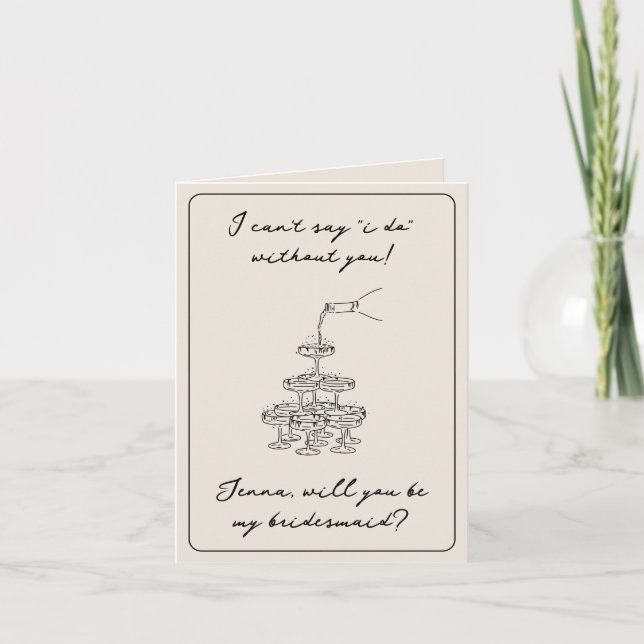 Vintage Elegant Champagne Bridesmaid Proposal Card (Front)