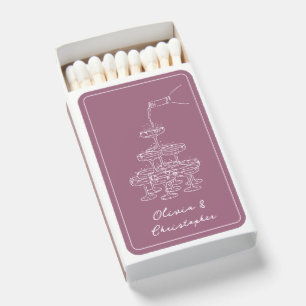 Vintage Elegant Champagne Sketch Lilac Purple Matchboxes