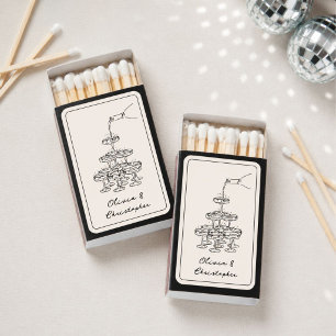 Vintage Elegant Champagne Tower Sketch Custom Matchboxes