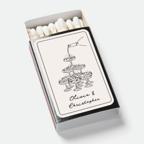 Vintage Elegant Champagne Tower Sketch Custom Matchboxes