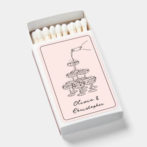 Vintage Elegant Champagne Tower Sketch Pink Custom Matchboxes