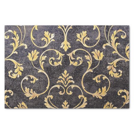 Vintage Elegant Chic Black And Gold Floral Damask Tissue Paper