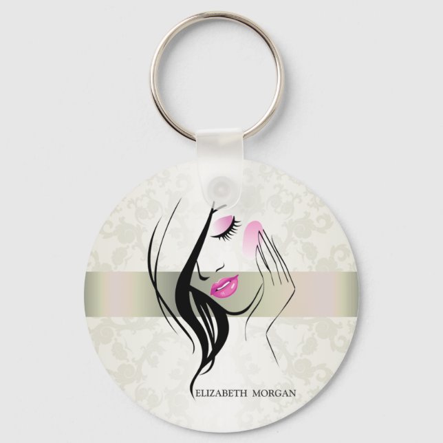 Vintage Elegant,Chic,Lace,Girl Silhouette Keychain (Front)