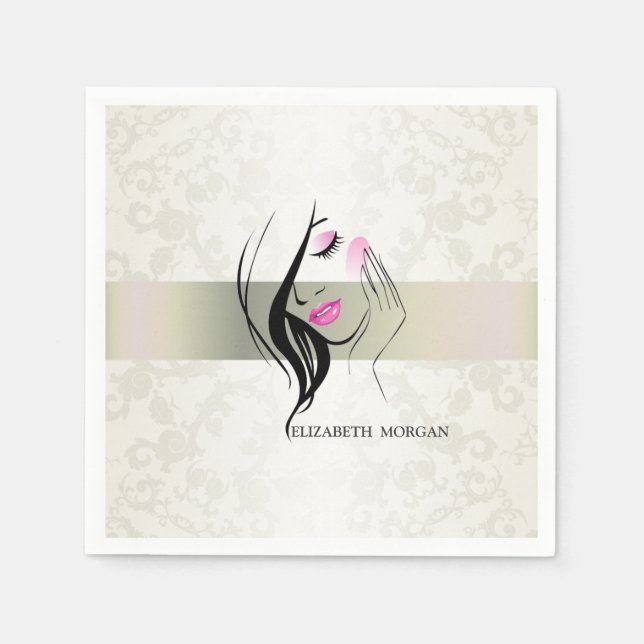 Vintage Elegant,Chic,Lace,Girl Silhouette Napkins (Front)