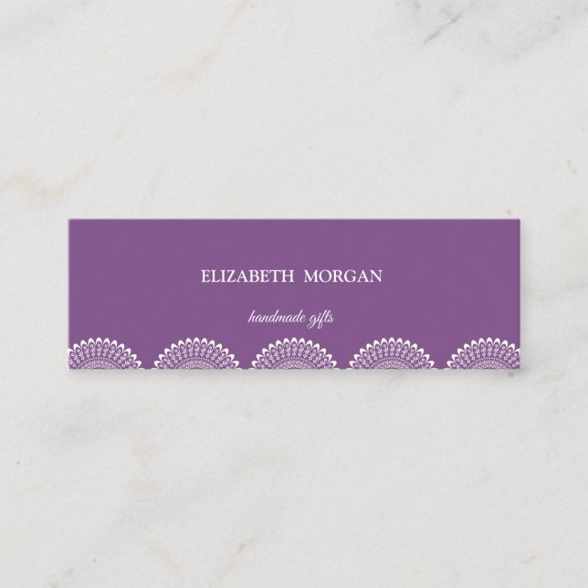 Vintage Elegant,Chic, White Lace Mini Business Card (Front)