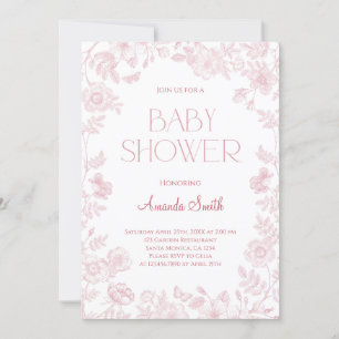 Vintage Elegant Chinoiserie Floral Baby Shower Invitation
