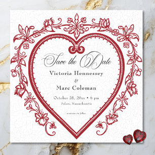 Vintage Elegant Chinoiserie Floral Heart Wedding Save The Date