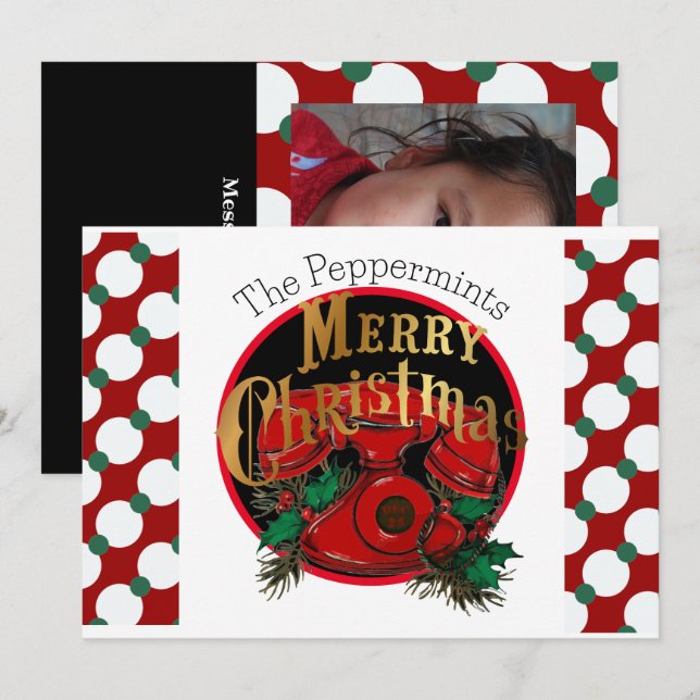 Vintage Elegant Christmas Telephone Personalized Holiday Card (Front/Back)