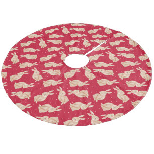 Vintage Elegant Christmas Woodland Animal Fleece Tree Skirt