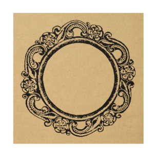 Vintage Elegant Circular Frame CUSTOMIZE ADD TEXT Wood Wall Art