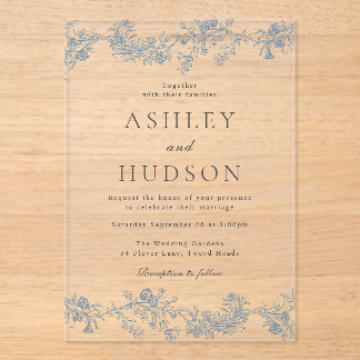 Vintage Elegant Classic Wedding Acrylic Invitations