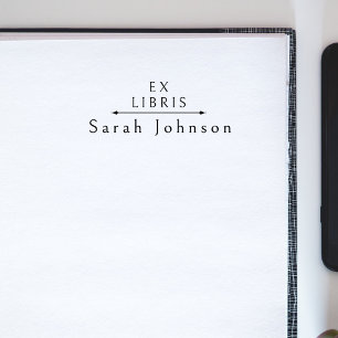 Vintage Elegant Custom Name Ex Libris Library Book Rubber Stamp