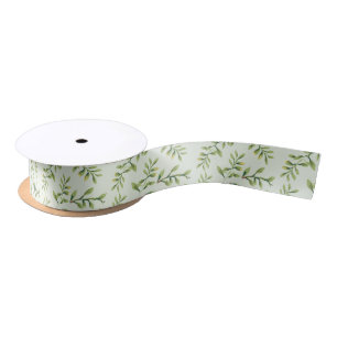Vintage Elegant Cute Green Leaves Satin Ribbon