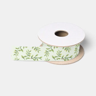 Vintage Elegant Cute Green Leaves Satin Ribbon
