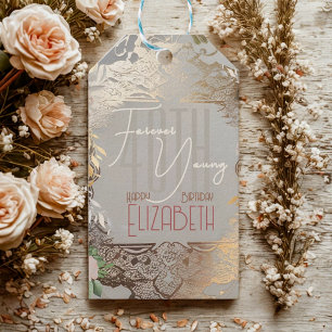 Vintage Elegant Damask Lace Gold Pattern Gift Tag