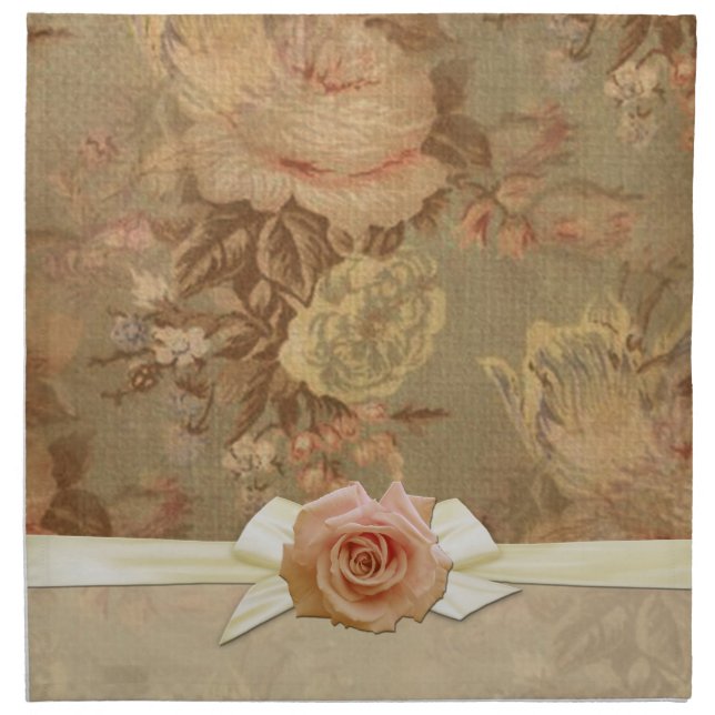 Vintage Elegant Damask Roses Napkins (Front)