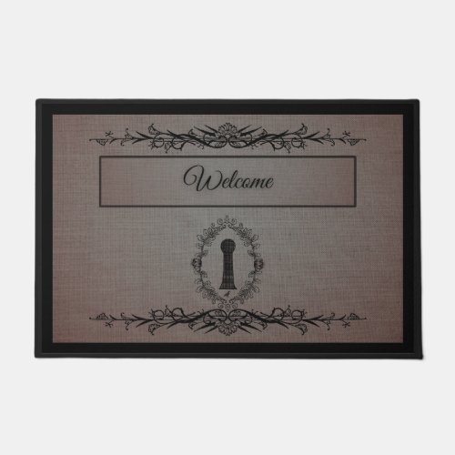 Vintage Elegant Dark Gray Welcome Mat