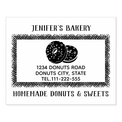 Vintage elegant donuts homemade bakery rubber stamp
