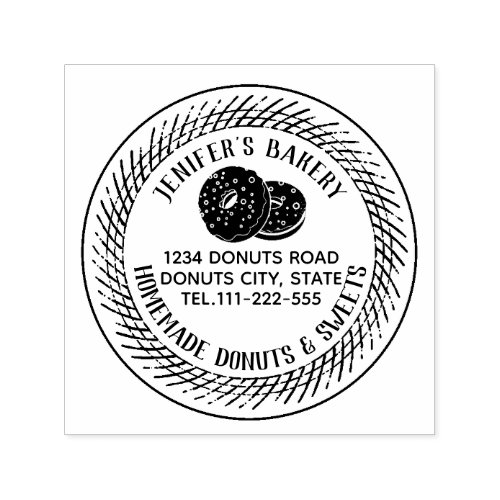 Vintage elegant donuts homemade bakery self_inking stamp