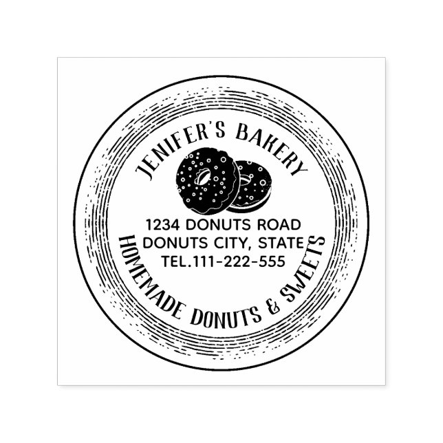 Vintage elegant donuts homemade bakery self-inking stamp (Design)