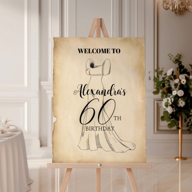 Vintage Elegant Dress 60th Birthday Party Foam Board (Creator Uploaded)