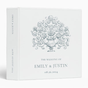 Vintage Elegant Dusty Blue Baroque Wedding Album 3 Ring Binder