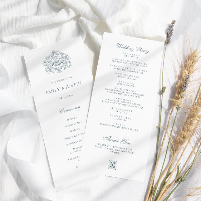 Vintage Elegant Dusty Blue Baroque Wedding Program (Creator Uploaded)