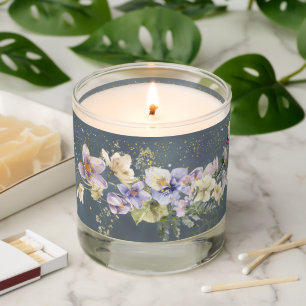 Vintage Elegant Dusty Blue Floral Wedding Scented Candle