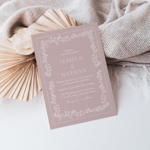 Vintage Elegant Dusty Pink & White Floral Wedding Invitation