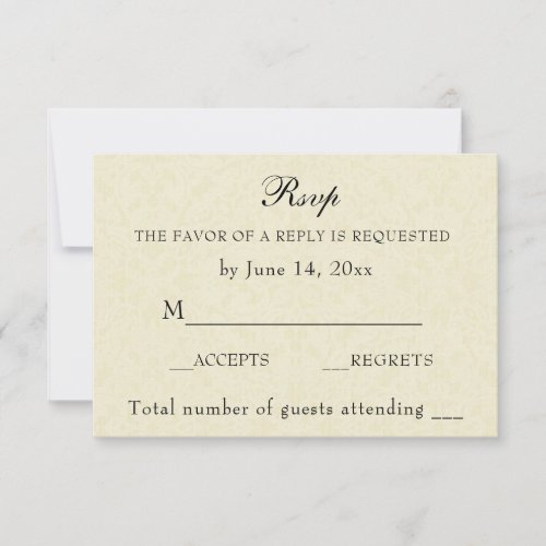 Vintage Elegant Ecru Lace Simple Wedding RSVP Card