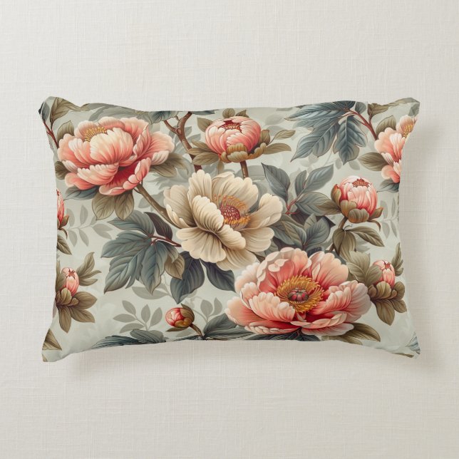 Vintage elegant floral accent pillow (Front)