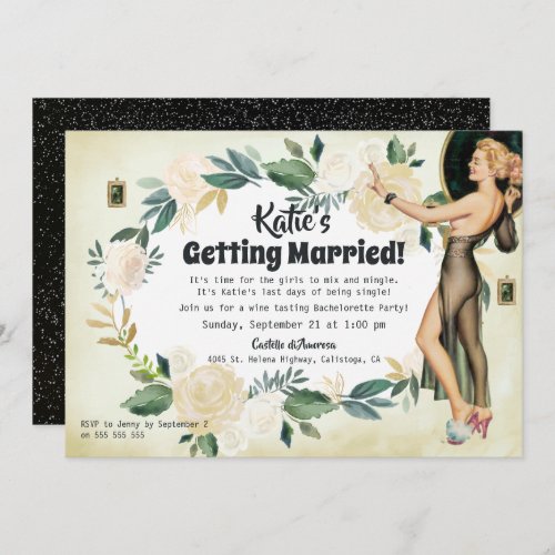 Vintage Elegant Floral Bachelorette Party Invitation