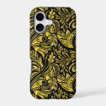 Vintage, elegant, floral, black and gold damask th