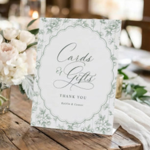 Vintage Elegant Floral Cards & Gifts Sage Wedding Pedestal Sign