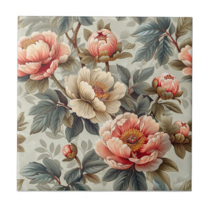 Vintage elegant floral ceramic tile