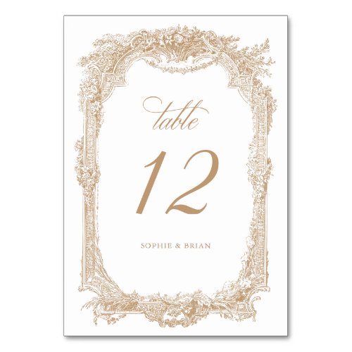 Vintage Elegant Floral Frame Ornament Wedding Table Number