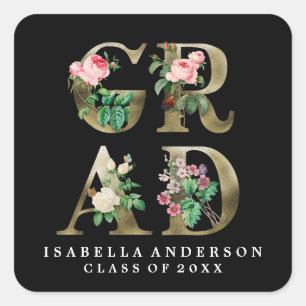 VINTAGE ELEGANT FLORAL GRADUATION STICKER