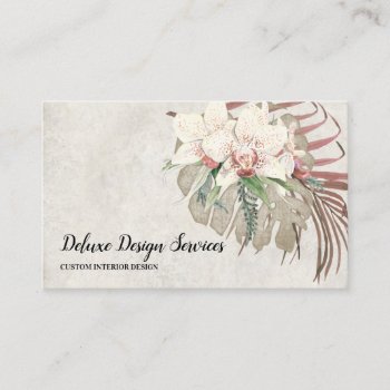 Vintage Elegant Floral Orchid Greenery Foliage Art Business Card by EverythingBusiness at Zazzle