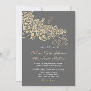 Vintage Elegant Floral Paisley Boho Wedding Invite