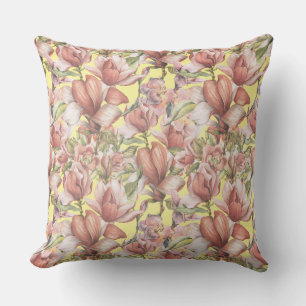Vintage Elegant Floral Pattern Light Yellow Throw Pillow