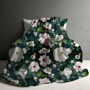 Vintage Elegant floral pink flowers green Duvet Cover