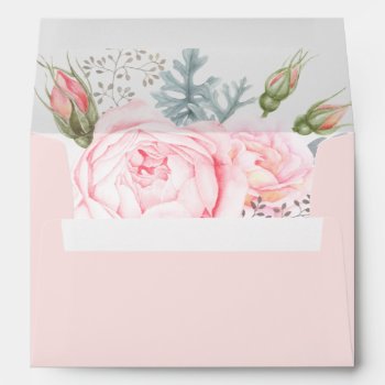 Vintage Elegant Floral Pinks Gray Any Color Paper Envelope by HydrangeaBlue at Zazzle