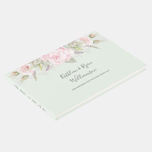 Vintage Elegant Floral Pinks Green Any Color Paper Guest Book