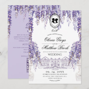 Vintage Elegant Floral Regency All In One Wedding Invitation