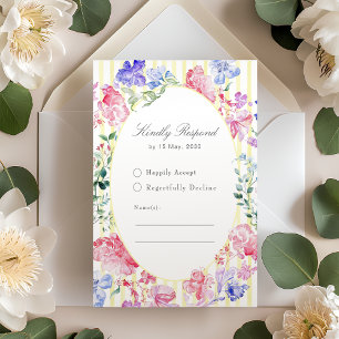 Vintage Elegant Floral Regency Wedding RSVP Card