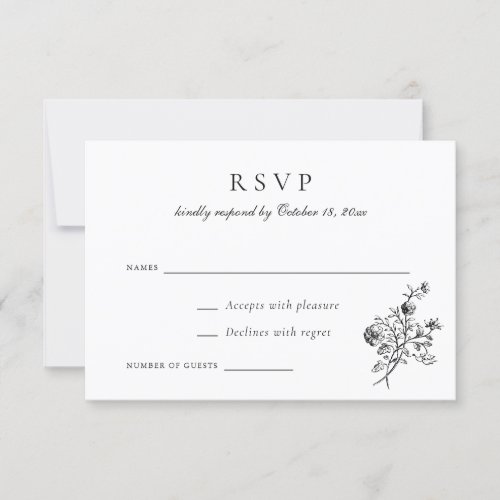 Vintage Elegant Floral Script Wedding RSVP Invitation