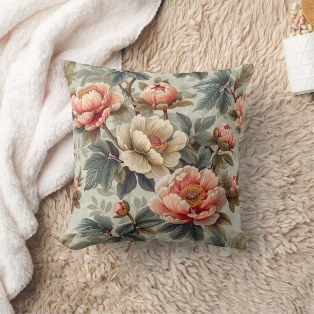 Vintage elegant floral throw pillow (Blanket)