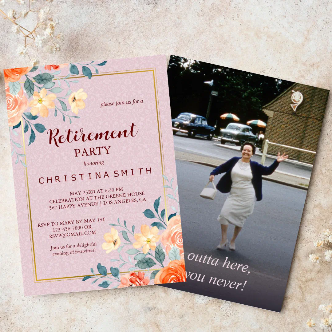 Vintage Elegant Floral Watercolor Retirement Party Invitation (Vintage Elegant Floral Watercolor Retirement Party Invitation)